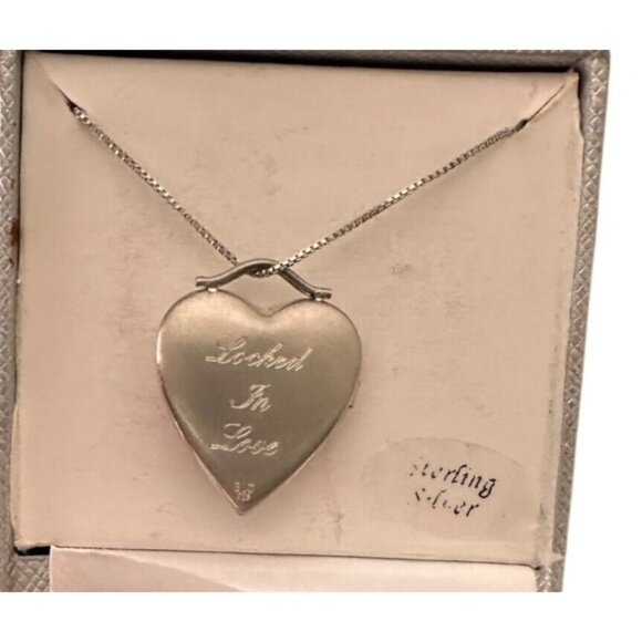 Sterling Silver Heart Pendant Necklace With locket  In Love Engraving & Keyhole - Picture 1 of 12